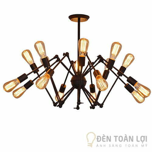 đèn thả 16 bóng trang trí quán cafe ánh sáng vàng