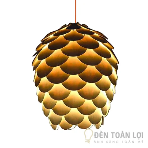 Đèn gỗ màu đen gỗ trang trí hình quả thông
