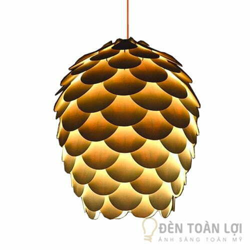 Đèn gỗ hình quả thông trang trí phòng khách, quán cà phê