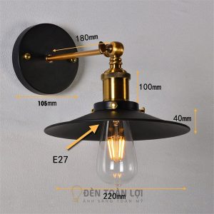 Đèn vách đĩa bay phi 22cm bóng Edison trang trí vách quán cafe 1