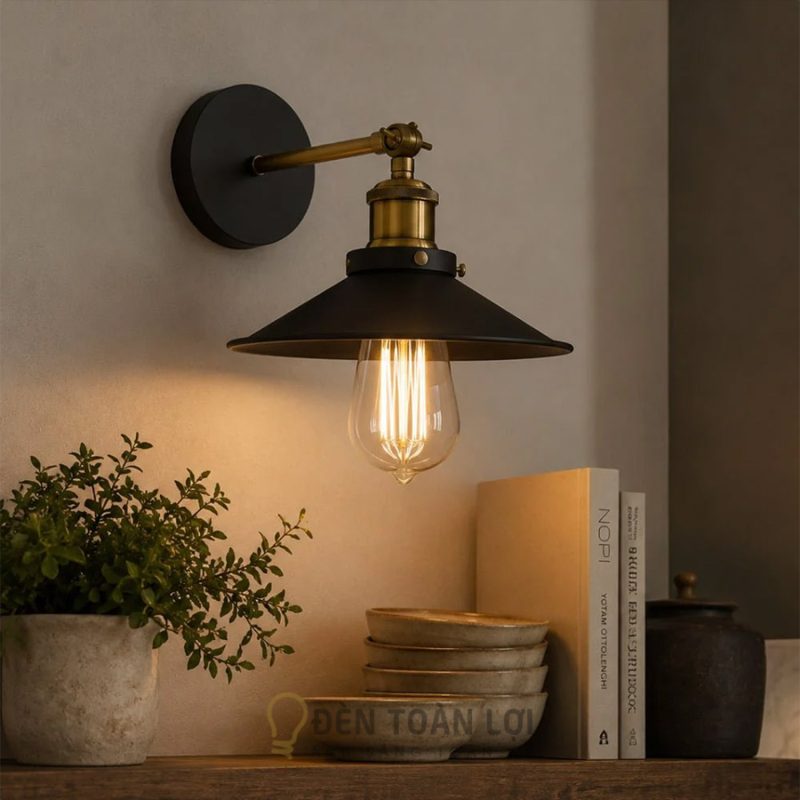 Đèn vách đĩa bay phi 22cm bóng Edison trang trí vách quán cafe 1
