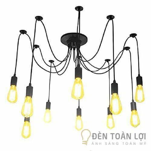 Đèn chùm bo đèn 10 bóng treo trần trang trí quán cafe
