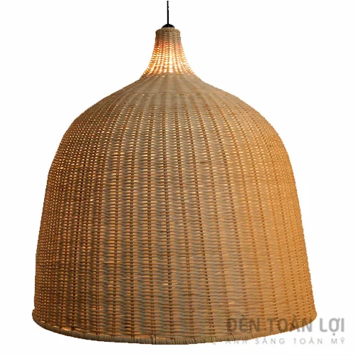 đèn mây tre màu đen hình nón trang trí quán cafe