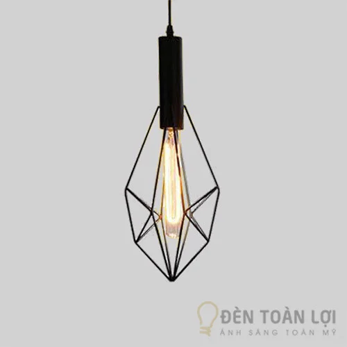 Đèn thả màu đen trang trí quán cafe long sắt đa giác