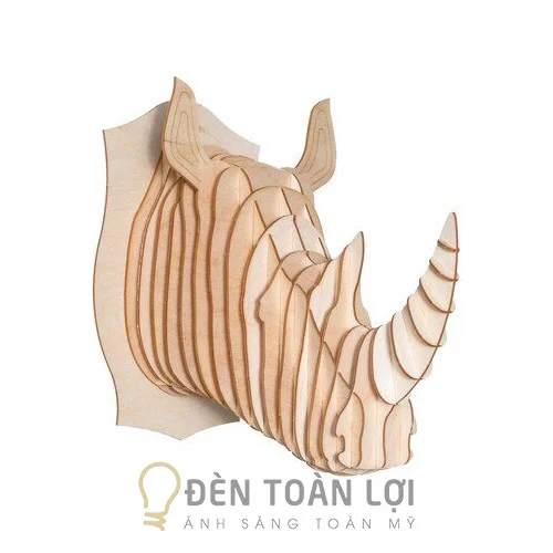 Đèn gỗ màu đen đầu tê giác trang trí phòng khách