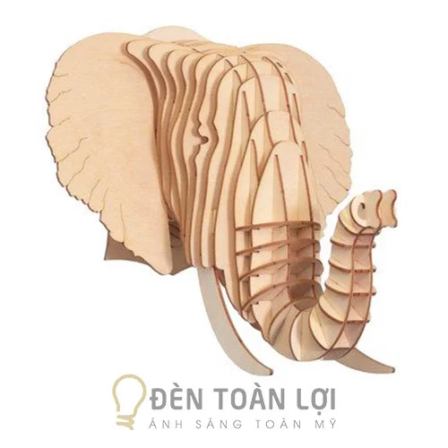 Đèn gỗ màu đen đầu voi treo tường trang trí phòng khách