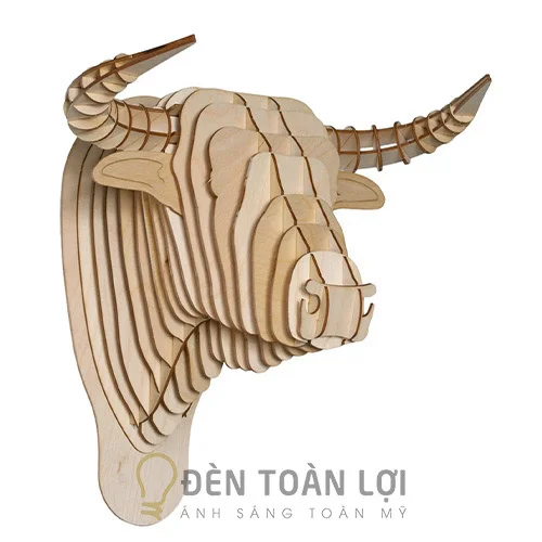 Đèn gỗ màu đen đầu trâu bằng gỗ ghép tường cho căn hộ gia đình