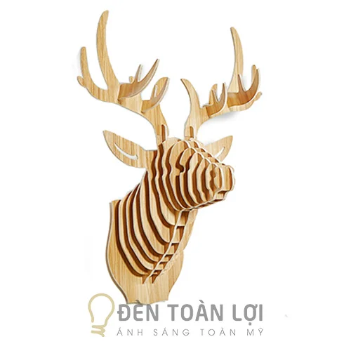 Đèn gỗ màu đen đầu hươu trang trí