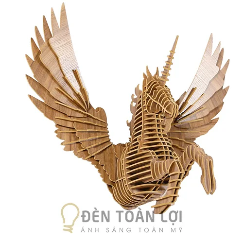 Đèn gỗ màu đen trang trí ngựa sung bái