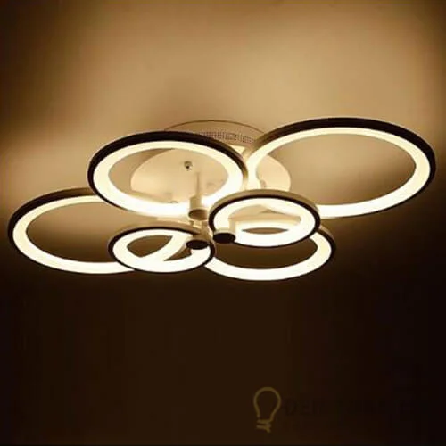 Đèn ốp trần LED 6 vòng tròn màu đen