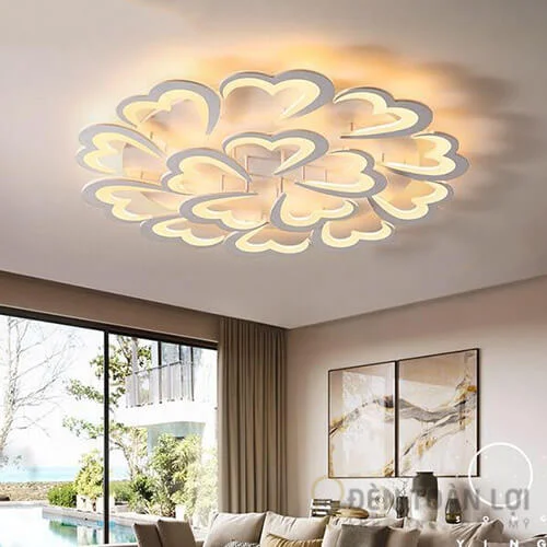 Đèn ốp trần màu đen LED 15 trái tim lãng mạn trang trí nhà hàng