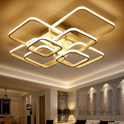 Đèn ốp trần màu đen LED 8 cánh vuông 3 màu ánh sáng