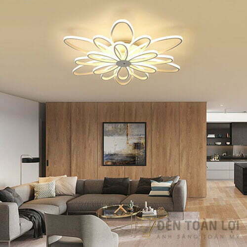 Đèn ốp trần LED bông hoa 6 cánh màu đen