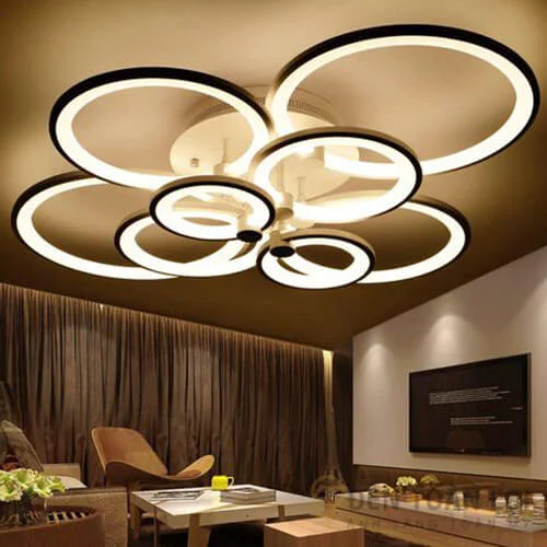 Đèn ốp trần màu đen led hình bông hoa vòng nhẫn 3 chế độ màu