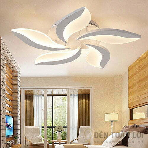Đèn ốp trần màu đen mâm 5 cánh hiện đại