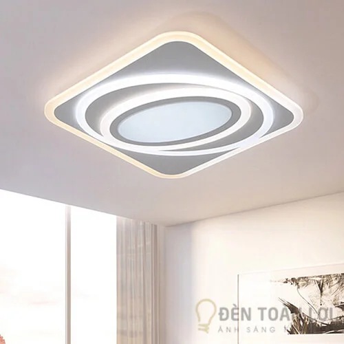 Đèn ốp trần màu đen mâm vuông tròn xen nhau