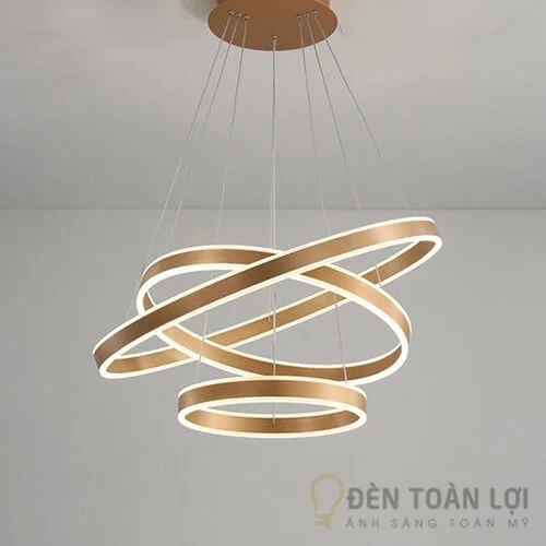 đèn thả hiện đại 3 vòng 3 chế độ màu đen
