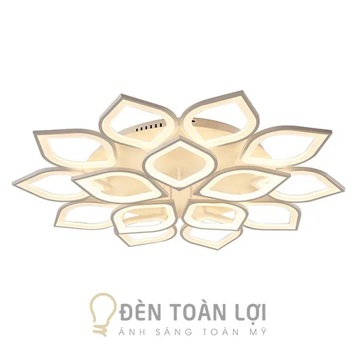 Đèn ốp trần màu đen mâm ốp trần 15 cánh sen hiện đại cho phòng khách