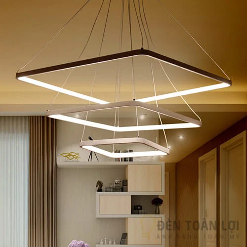 Đèn thả màu đen LED thả trần 3 khung vuông tiết kiệm điện