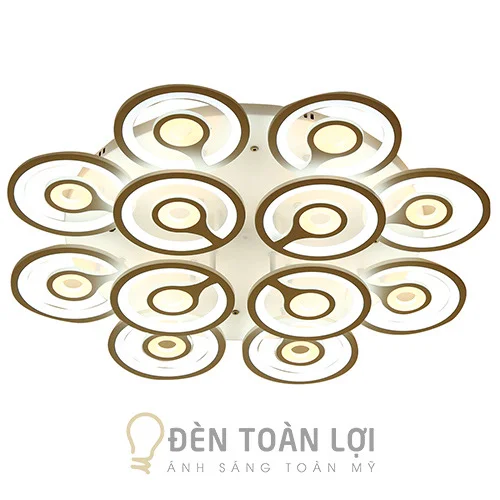 Đèn ốp trần màu đen LED 12 vòng tròn trang trí nhà hàng tiệc cưới