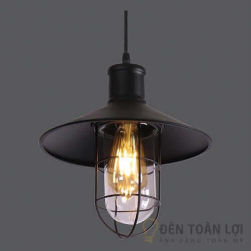 Đèn thả lồng bảo vệ chao đen quán cafe trong danh mục đèn thả trang trí góc 2