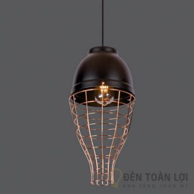 Đèn thả lồng đồng dáng bầu dài chao đen trong danh mục đèn thả trang trí