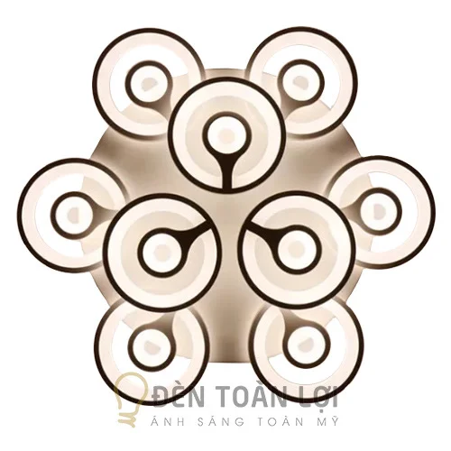 Đèn Ốp Trần: Mẫu đèn led 9 vòng tròn trang trí khách sạn sang trọng