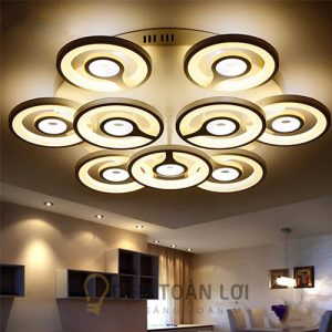 Đèn Ốp Trần: Mẫu đèn led 9 vòng tròn trang trí khách sạn sang trọng