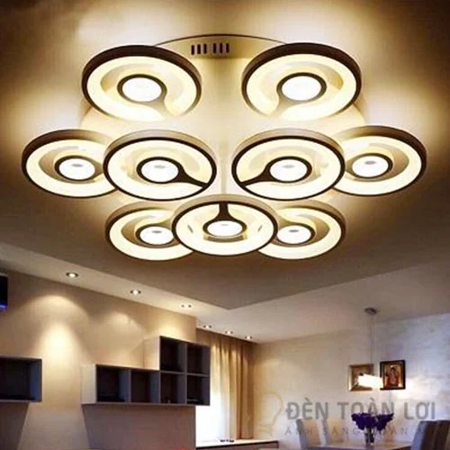 Đèn Ốp Trần Mẫu đèn led 9 vòng tròn trang trí khách sạn sang trọng