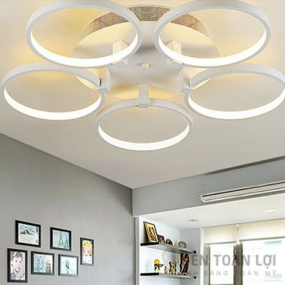 Đèn Ốp Trần Mẫu đèn led hiện đại 5 vòng tròn trang trí phòng tiệc cưới