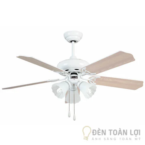 Đèn Quạt Trần Màu Đen Cánh Gỗ 3 Bóng Đèn LED