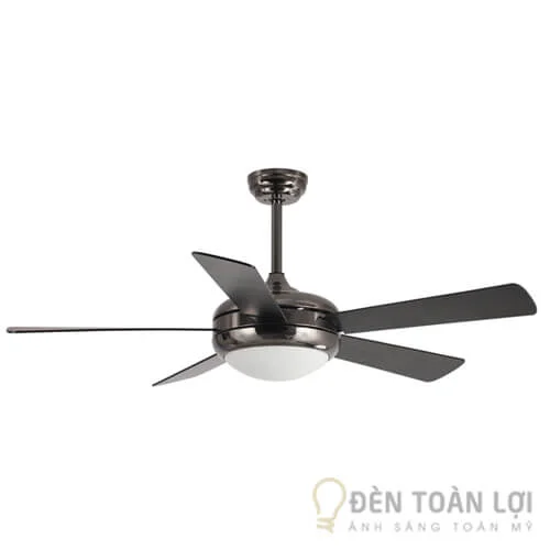 Đèn quạt trần màu đen thiết kế 5 cánh đơn giản cho phòng khách