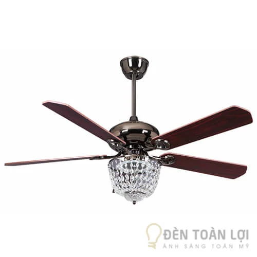 Đèn quạt trần 5 cánh gỗ kết hợp đèn LED