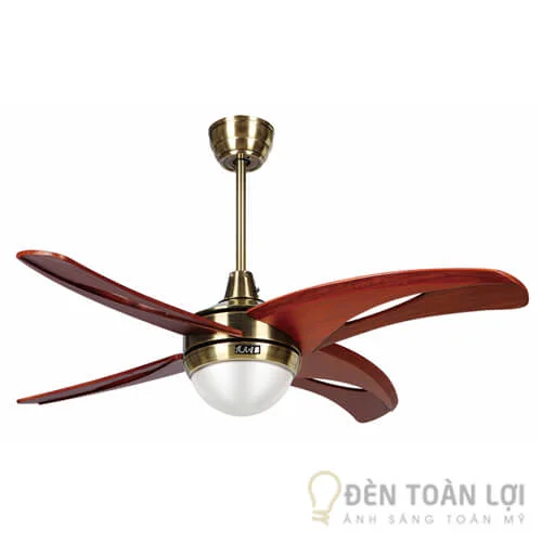 Đèn quạt trần cánh gỗ đen LED