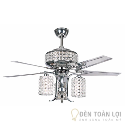 Đèn Quạt Trần Màu Đen E27 Cánh Sắt Phong Cách Châu Âu