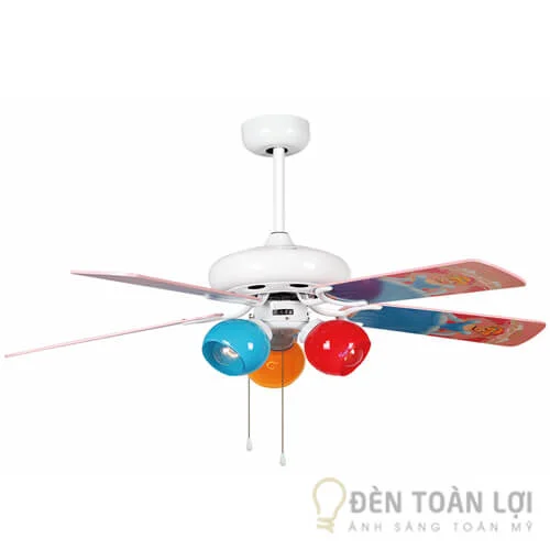Đèn quạt trần màu đen cánh gỗ