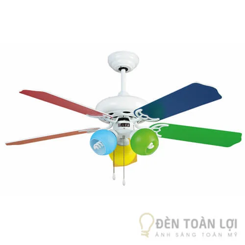 Đèn quạt trần màu đen cánh gỗ