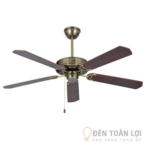 Đèn quạt trần 5 cánh màu đồng