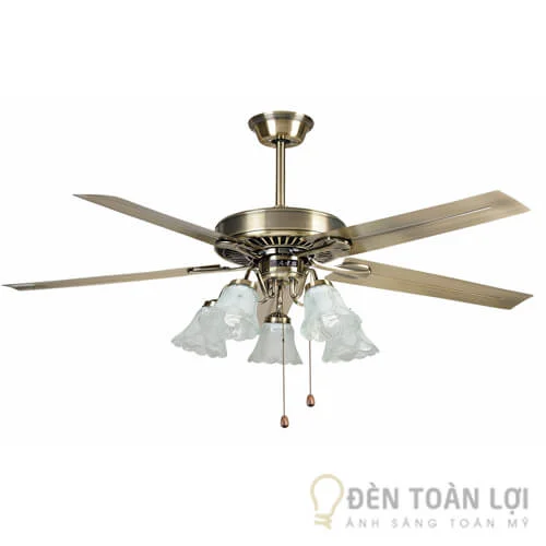 Đèn Quạt Trần 5 Cánh Sắt Kết Hợp 5 Bóng LED