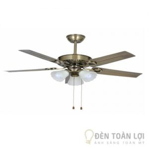 Quạt trần đồng cổ 3 chao thủy tinh