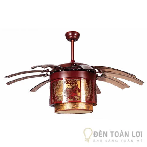 Đèn quạt trần màu quạt long đèn kéo quan cao cấp có điều khiển từ xa