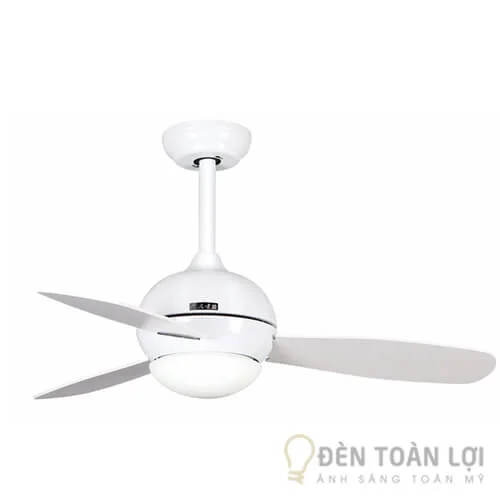 Đèn quạt trần 3 cánh gỗ Bento màu trắng tinh khiết