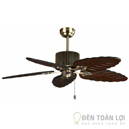 Đèn quạt trần 5 cánh gỗ hình chiếc lá