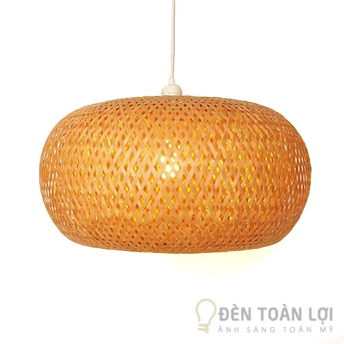 Đèn mây tre màu đen lồng hình bí ngô 2 lớp