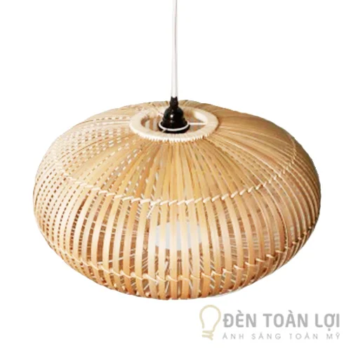 Đèn mây tre màu đen hình trái bi 1 lớp