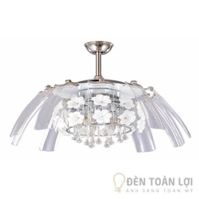 Quạt đèn chùm pha lê cánh nhựa ABS trong danh mục đèn quạt trần