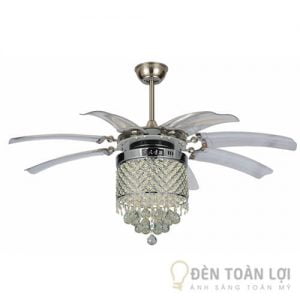 Đèn Quạt Trần Mẫu quạt đèn chùm màu Satin có điều khiển từ xa