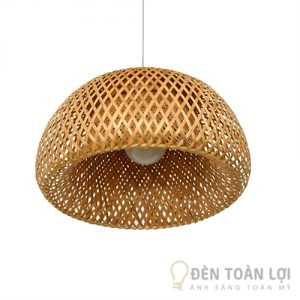 Đèn tre trang trí quán ăn 2 lớp đan caro