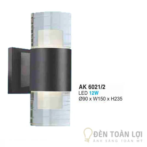 Đèn vách màu đen ốp tường ngoài trời bóng LED 12W AK-6021
