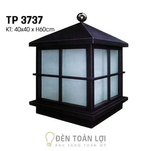 Đèn trụ cổng tường rào hình vuông màu đen hiện đại